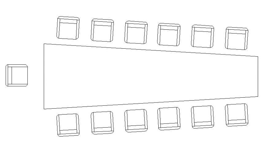 Conference table and chair 2d drawing in autocad software