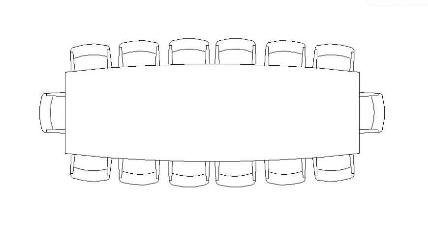 Conference table details elevation 2d drawing in AutoCAD software