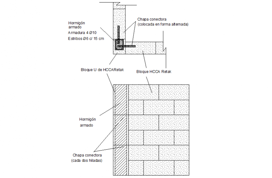 Connecting plate elevation and section autocad file