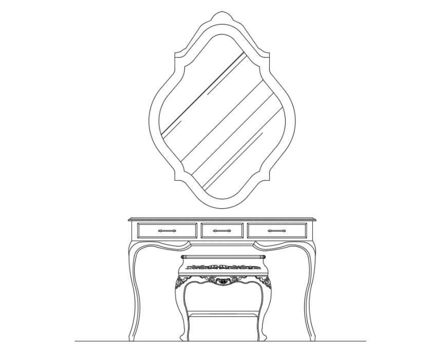 Consolle con specchio drawing room furniture cad blocks details dwg file