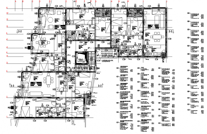 Construction layout plan of the apartment drawing in dwg AutoCAD file.