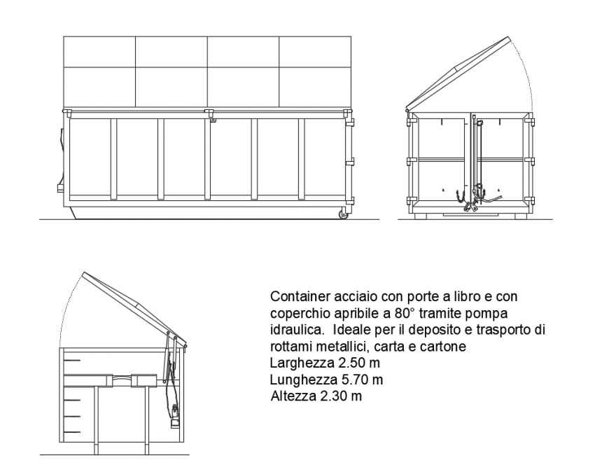 Container cassone cartone vehicle tool box for architectural design dwg file