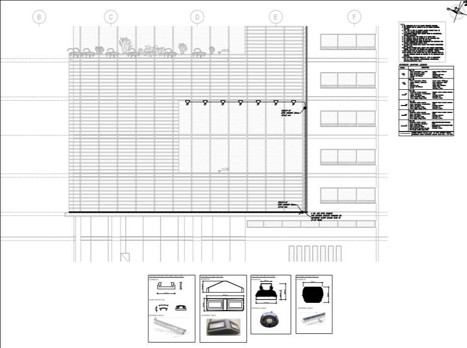 corporate building exterior led lighting detail layout