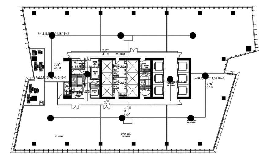 Corporate office building layout plan dwg file