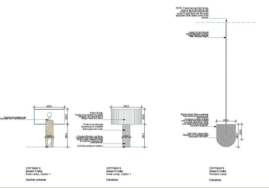 Cottage elevation and section plan autocad file