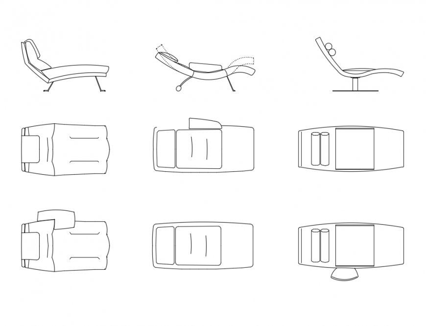 Creative lounge chairs elevations cad blocks details dwg file