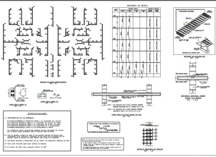 Cross reinforcement plan autocad file