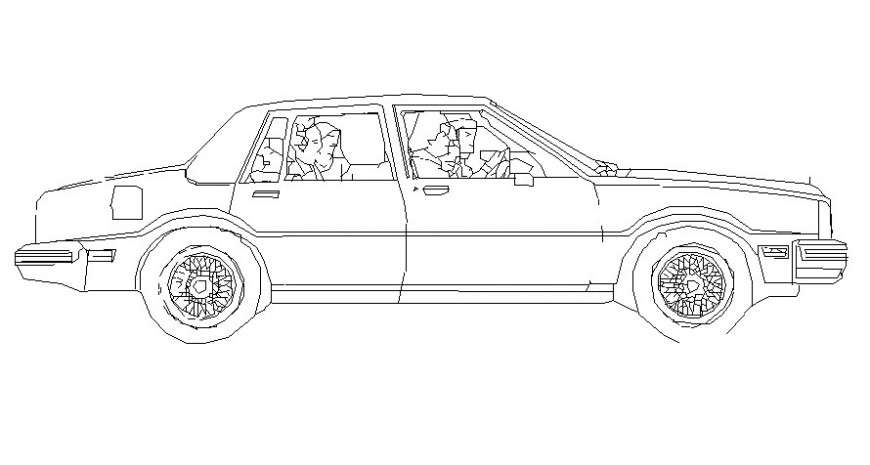 Curved model car front elevation in AutoCAD file