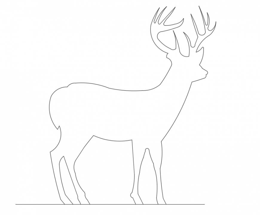 Curvo wild deer side view elevation cad block details dwg file
