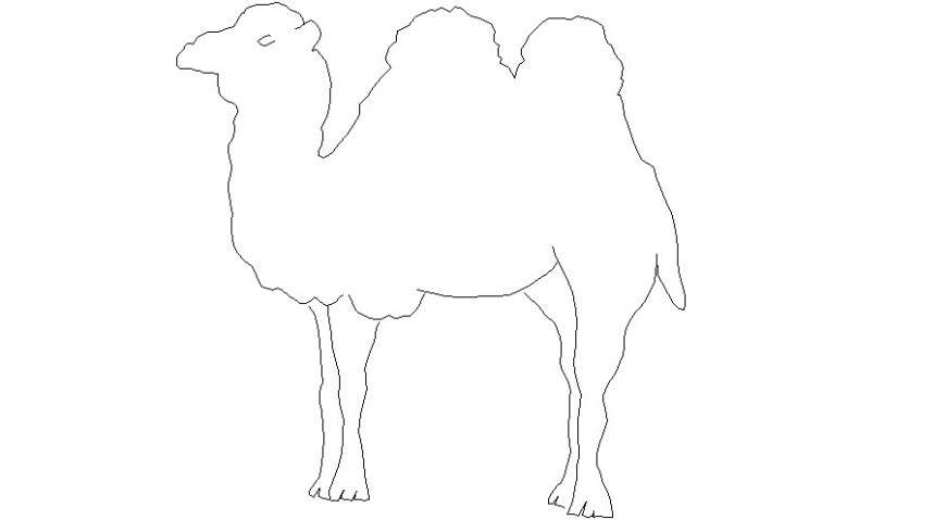Cute camel side elevation 2d block cad drawing details dwg file