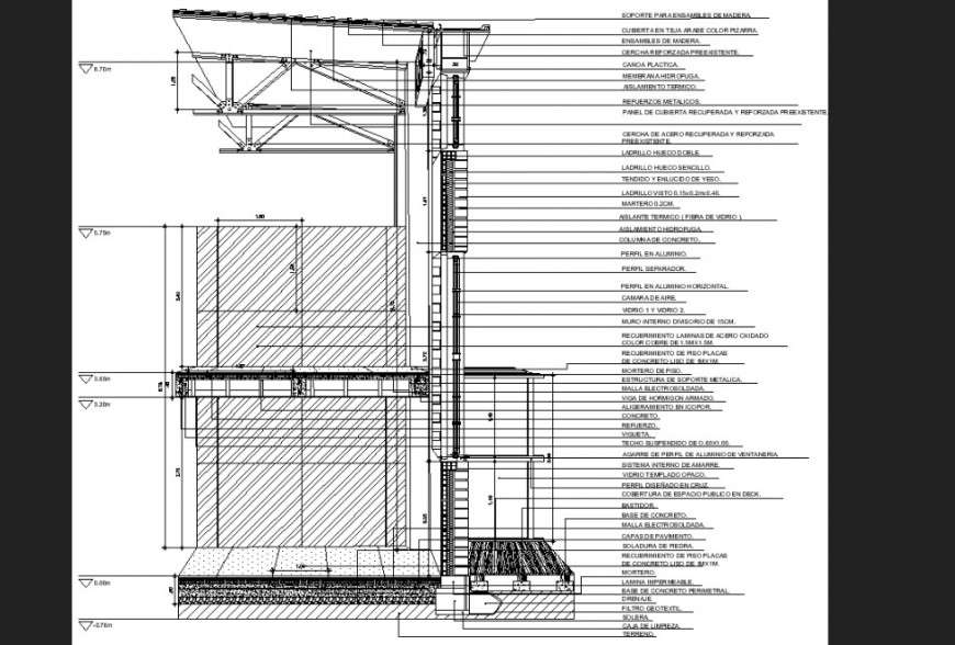 Cutting façade plan detail dwg file.