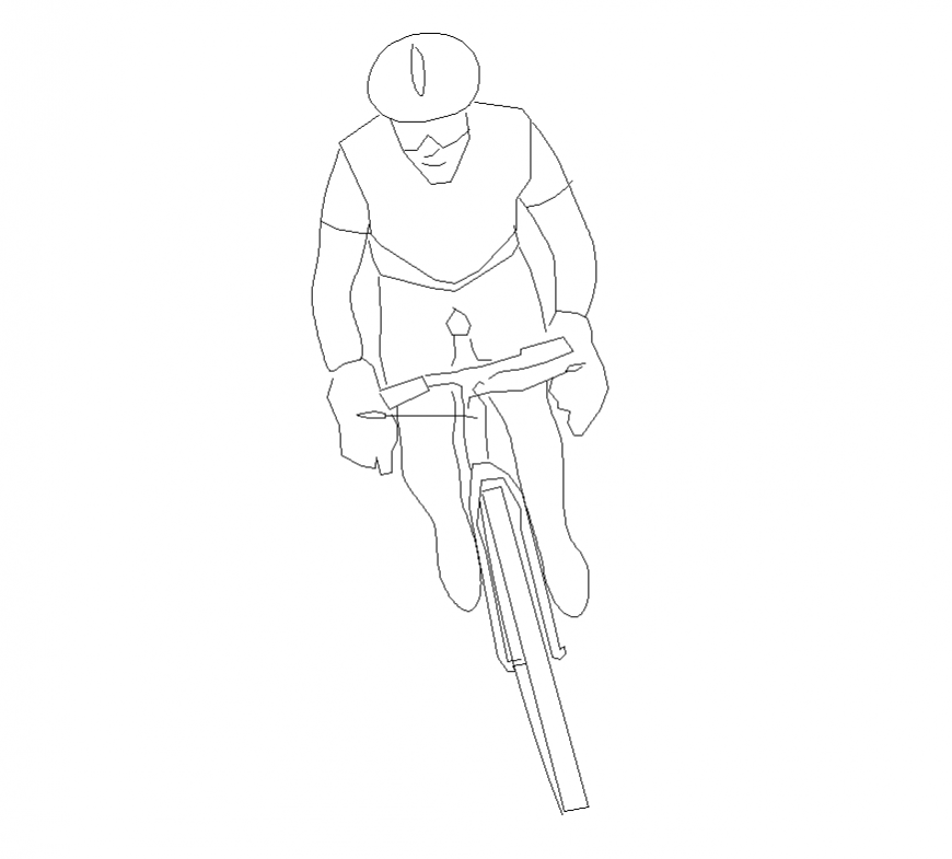 Cyclist detail elevation 2d view CAD blocks autocad file