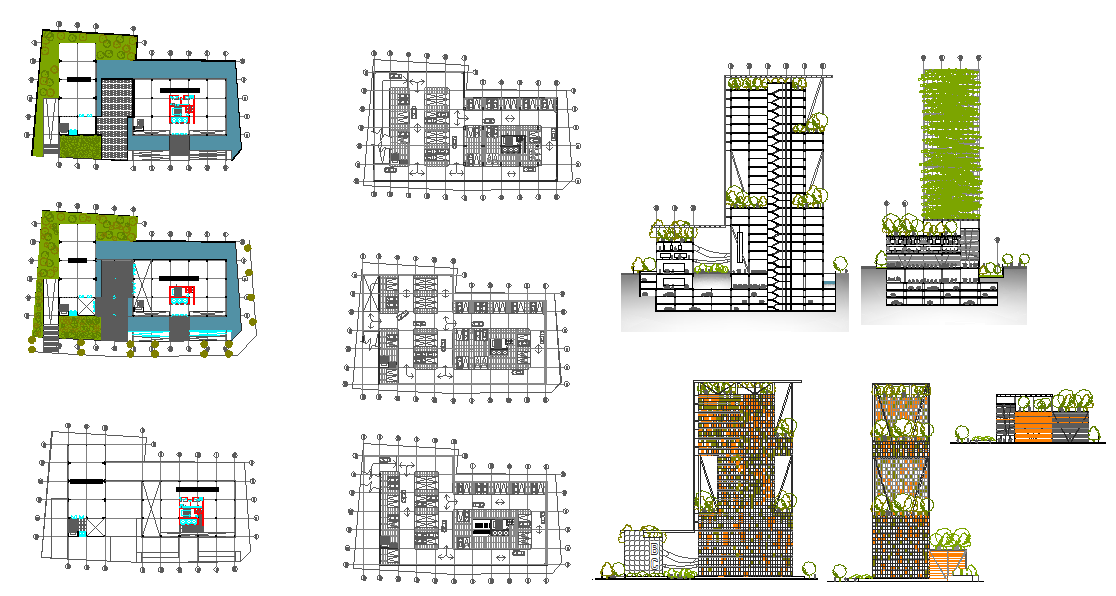 DWG design of government bank building layout for planning