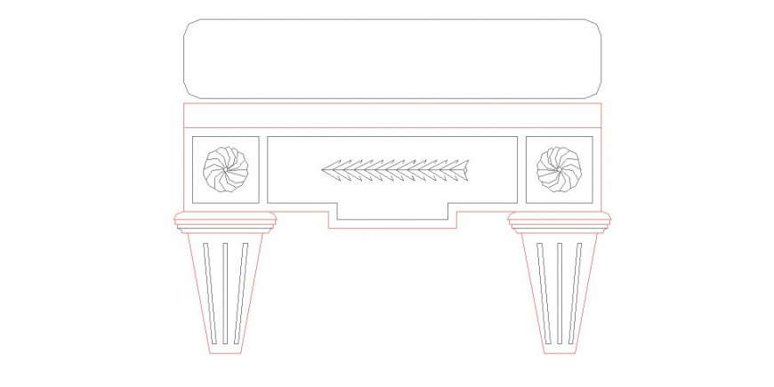Decorative table elevation block cad drawing details dwg file