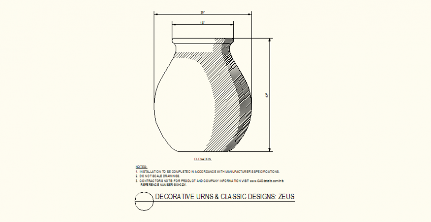 Decorative vase design detail autocad file