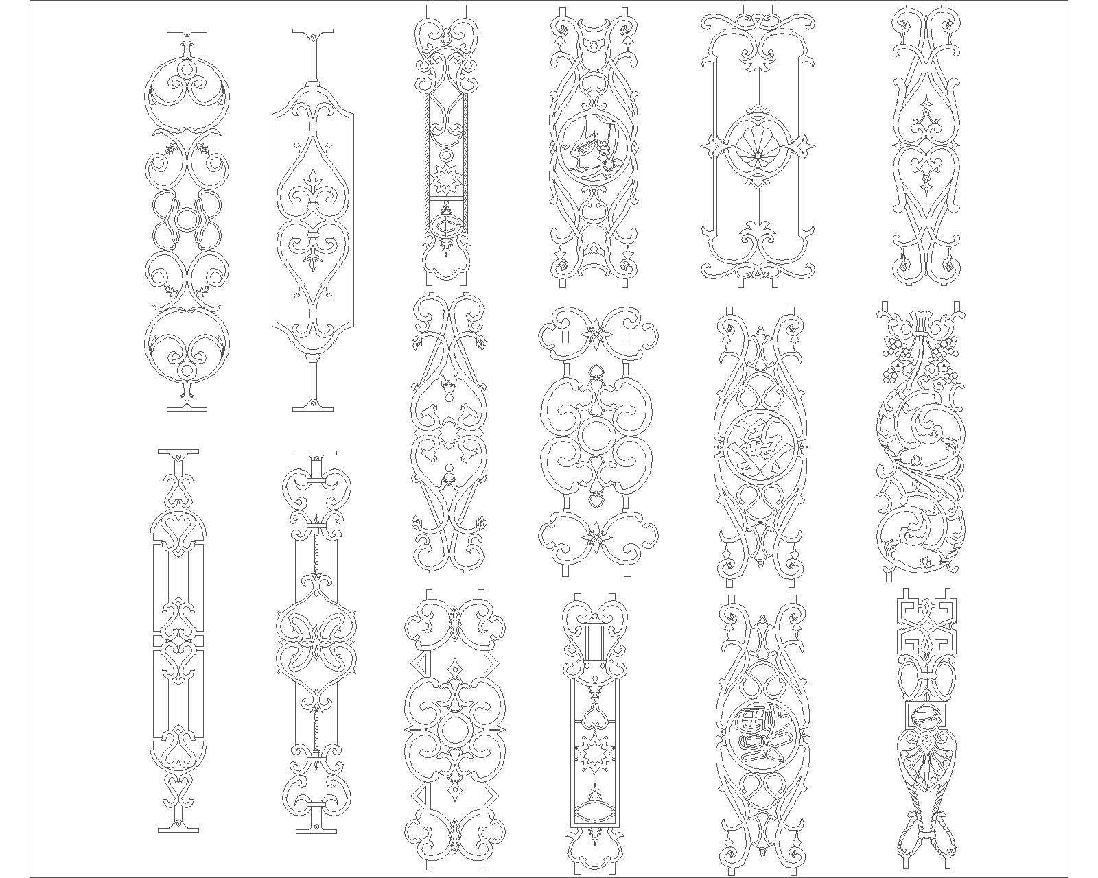Grill Railing Design CAD Blocks DWG File
