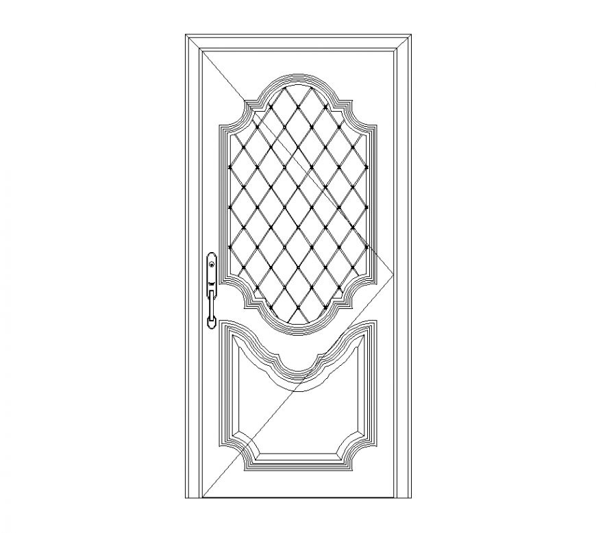 Design of door elevation with furniture view dwg file