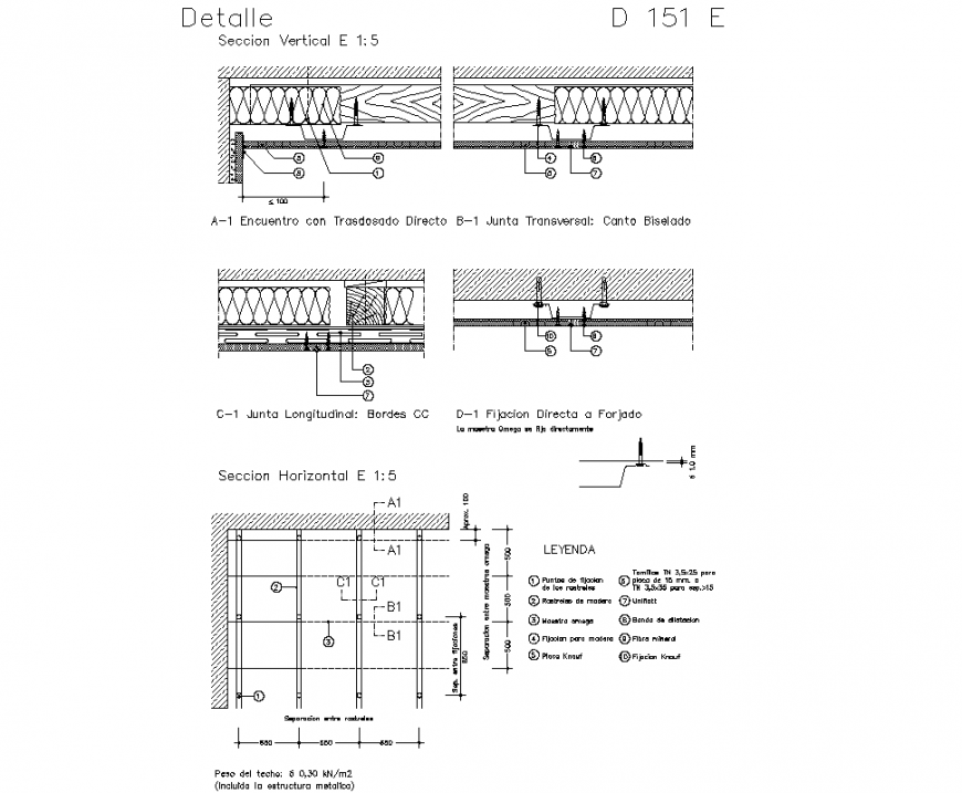 Detail American ceiling section autocad file