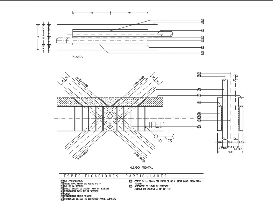 Detail auctions on facade tensile double crossing cad drawing dwg file