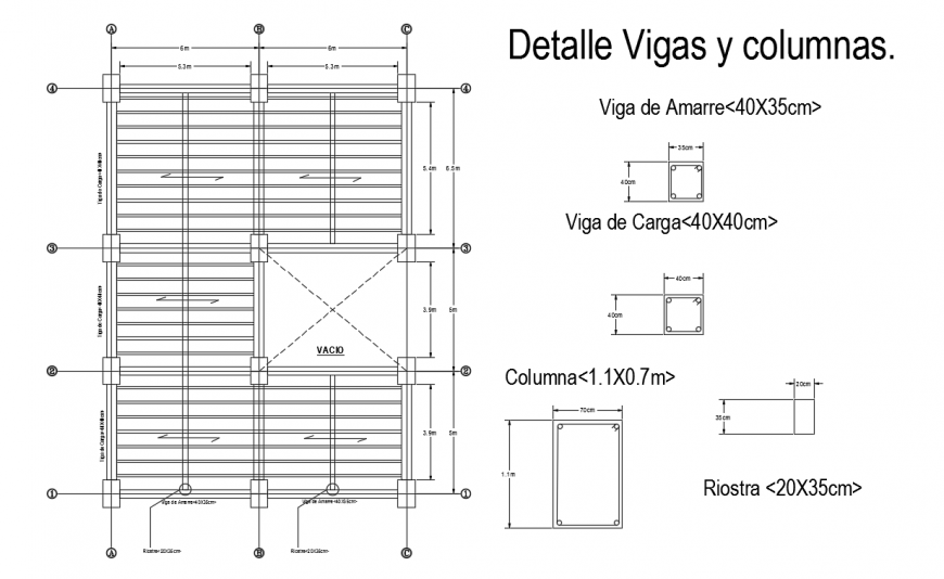 Detail Beams and columns cutting Section