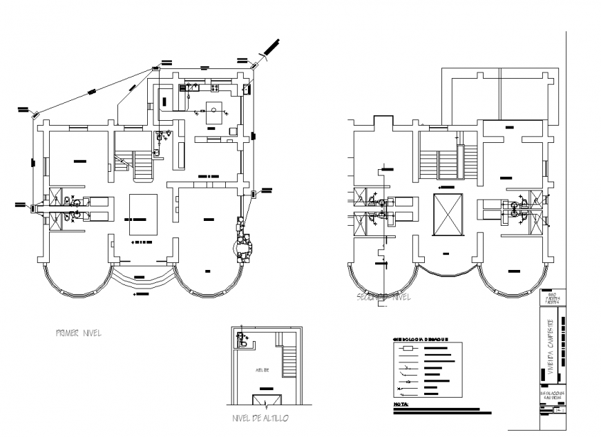Detail commercial building elevation and plan 2d view autocad file