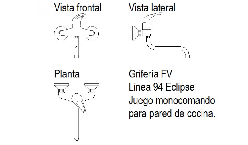 Detail drawing of faucet in dwg file.