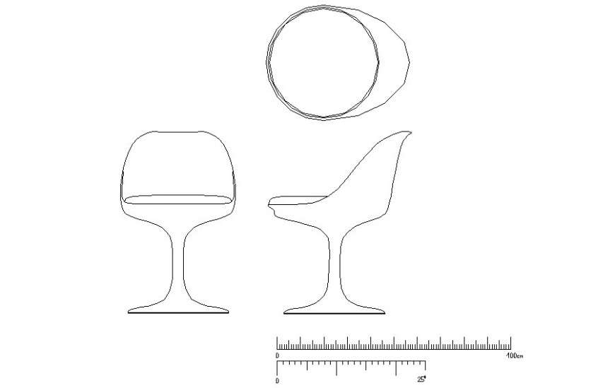 Detail Elevation of chair 2d drawing autocad file