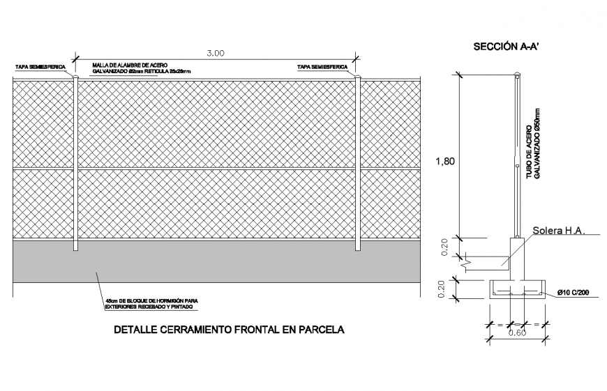 Detail enclosure on plot structure elevation layout file