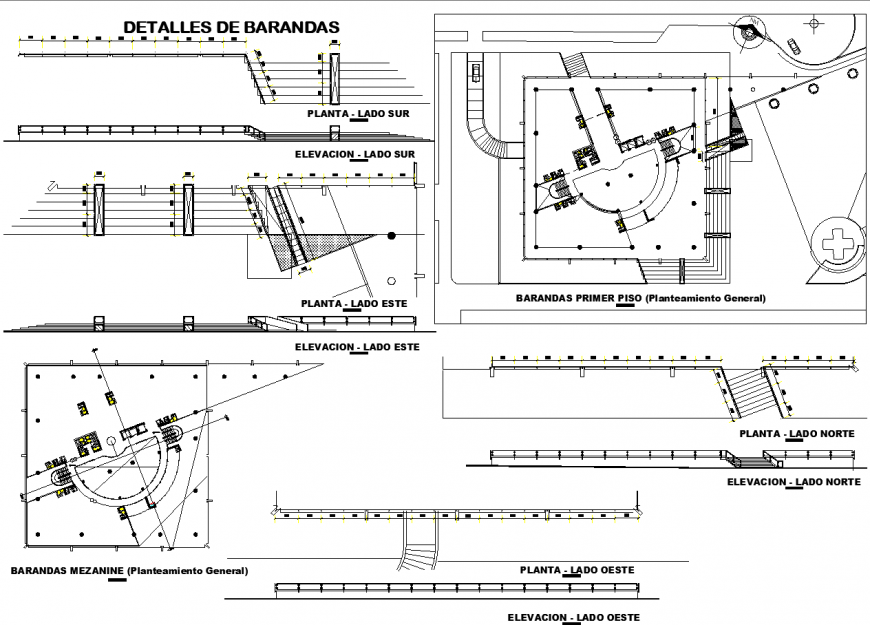 Detail extern handrails in dwg file.