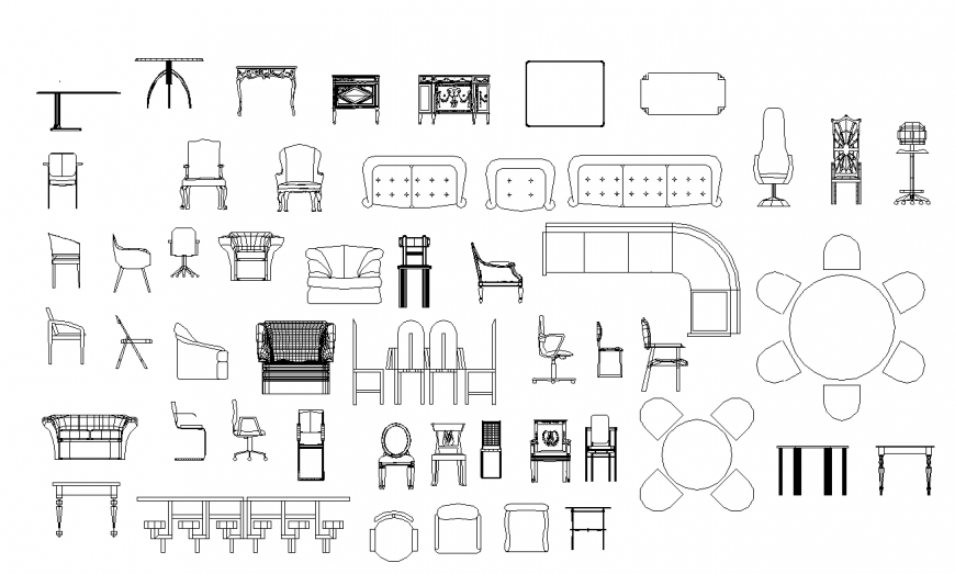 Detail furniture CAD blocks elevation 2d view autocad file