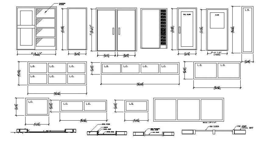 Detail furniture units block elevation 2d drawing in autocad