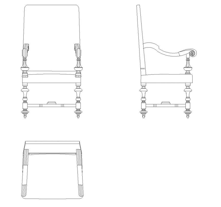 Detail of Armchair CAD Blocks plan dwg file