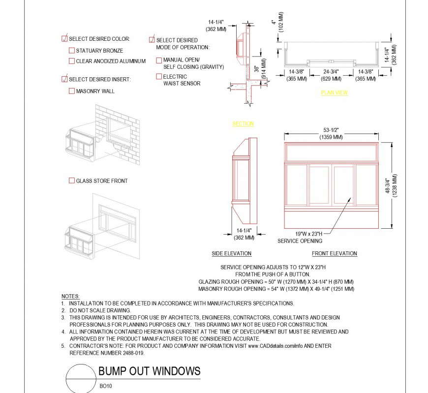 Detail of Bump out window plan dwg file