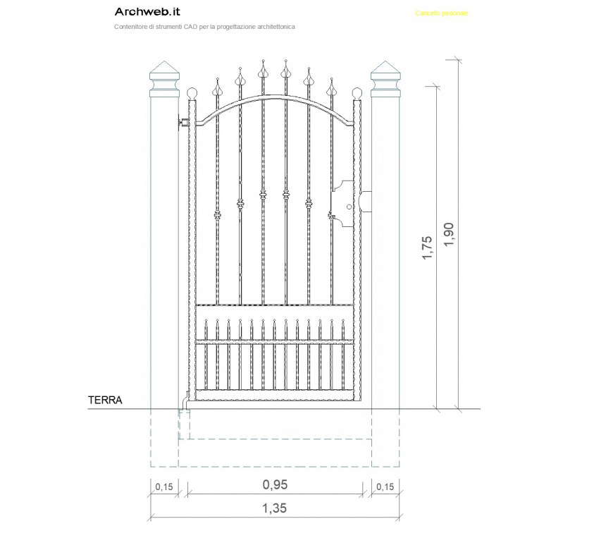 Detail of cancello pedonale plan dwg file