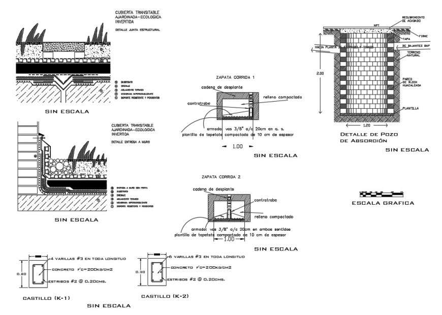 Detail of concrete and brick masonry block layout file in dwg format