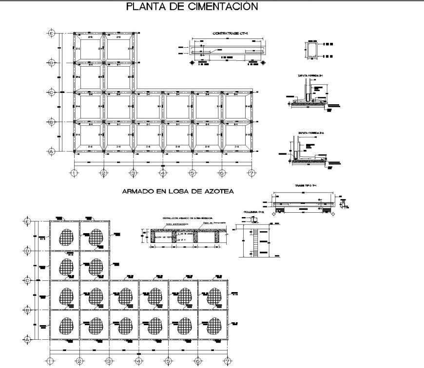 Detail of Concrete building foundation plan layout file