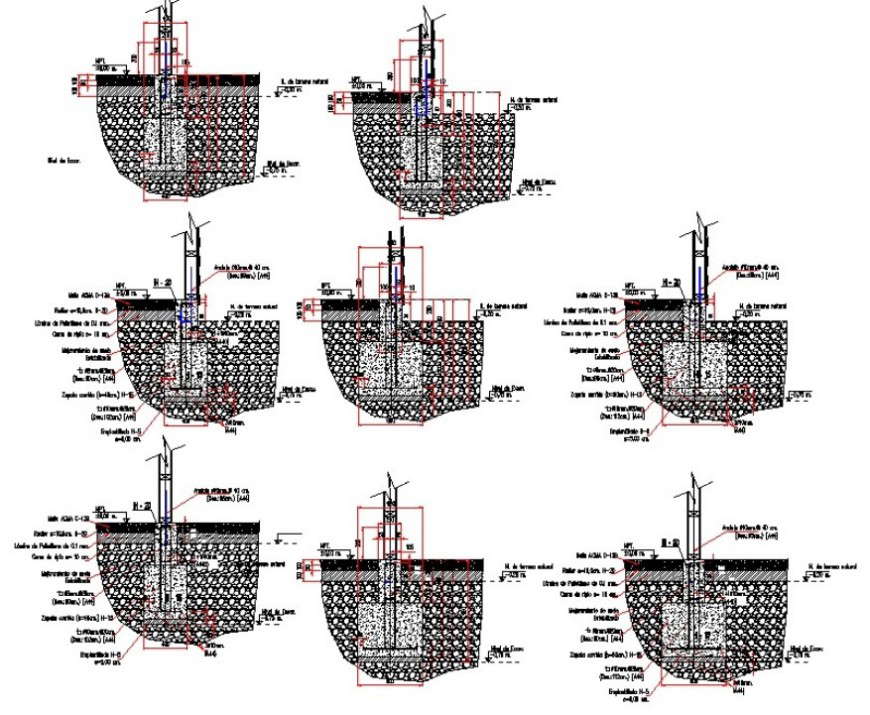 Detail of footing structure 2d drawing in autocad