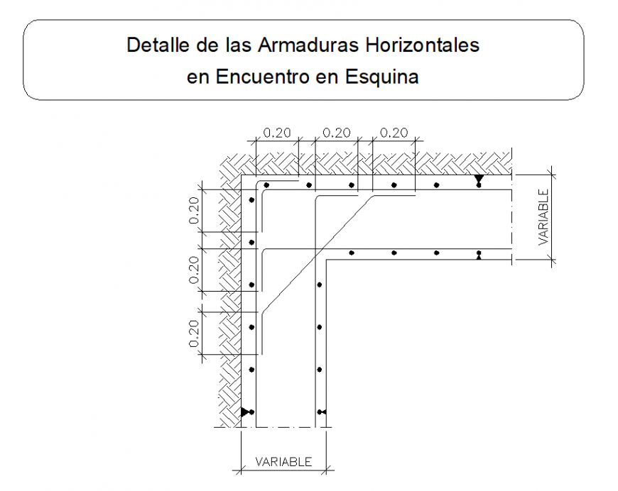 Detail of horizontal reinforcement section autocad file