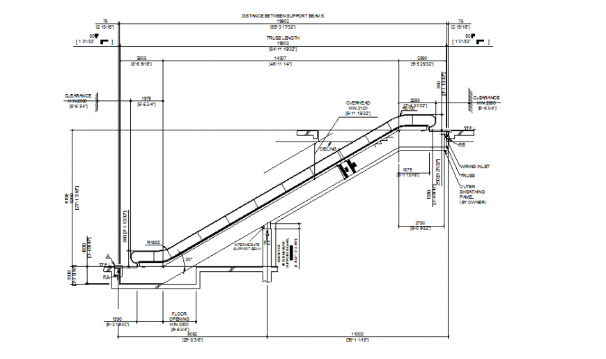 Detail of mechanic stair autocad file