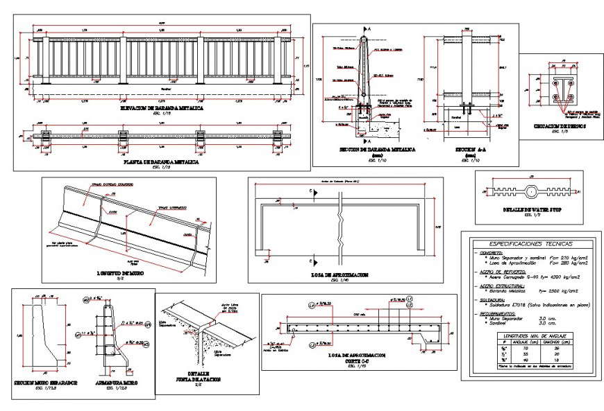 Detail of Pre stressed bridge autocad file
