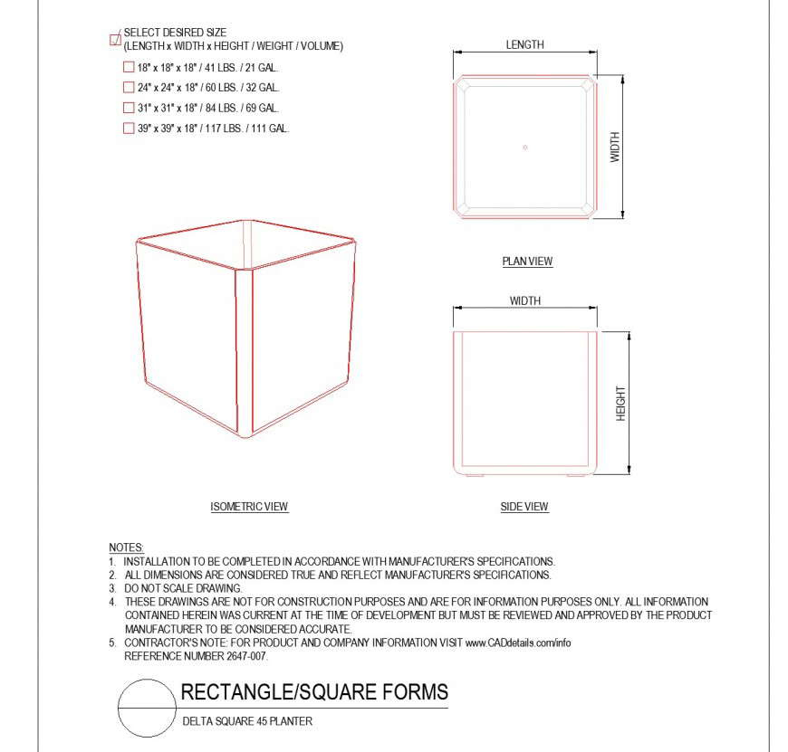 Detail of Rectangle and square forms plan autoacd file