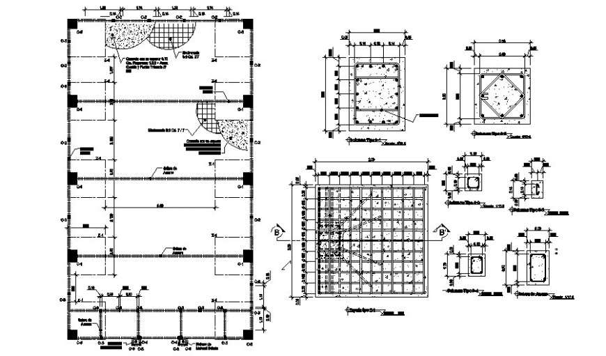 Detail of slab structure 2d drawing in autocad