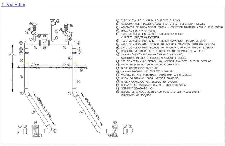 Detail of valve pipe line plan dwg file