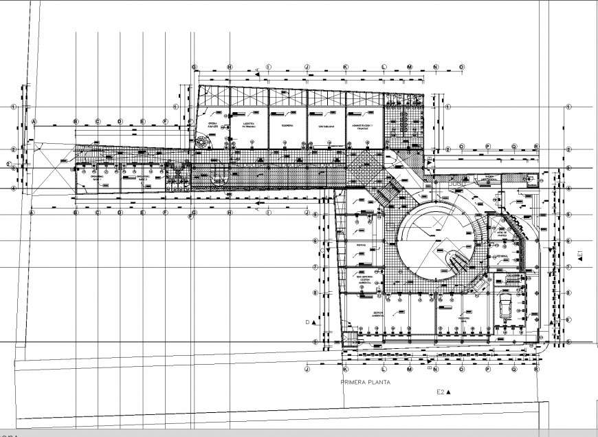 Detail of working business hub plan autocad file