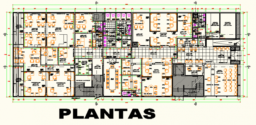 Detail office building plan dwg file
