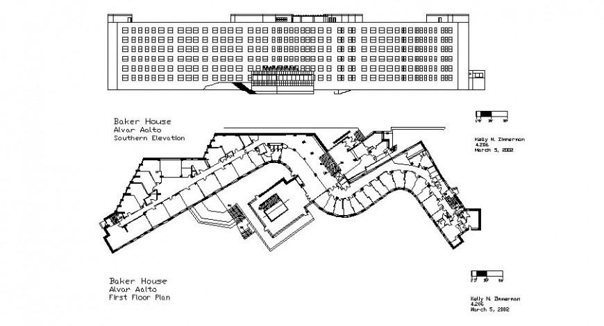 Detail plan and elevation of building block layout file in autoad format
