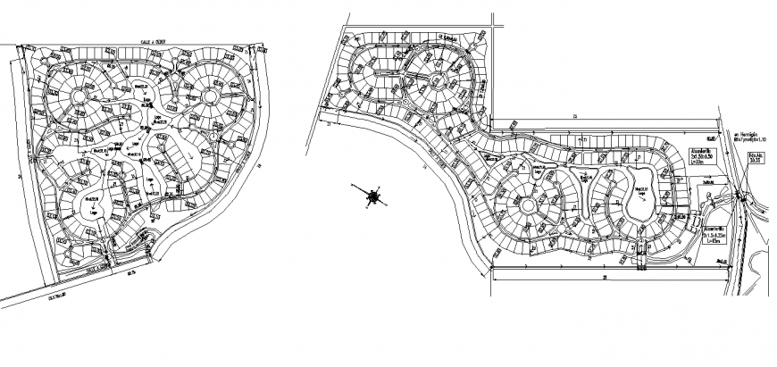 Detail plan view of a park layout and elevation autocad file