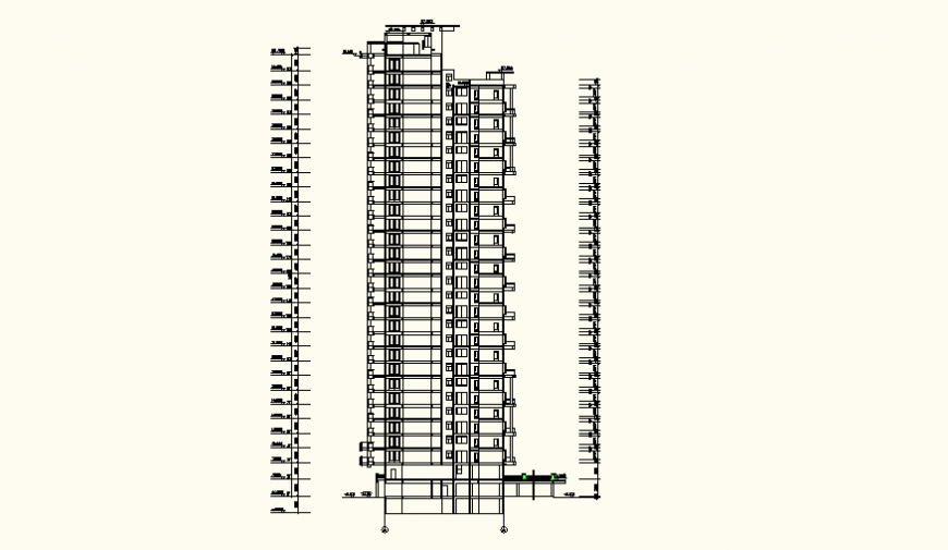 Detail Residential high rise building detail elevation layout plan