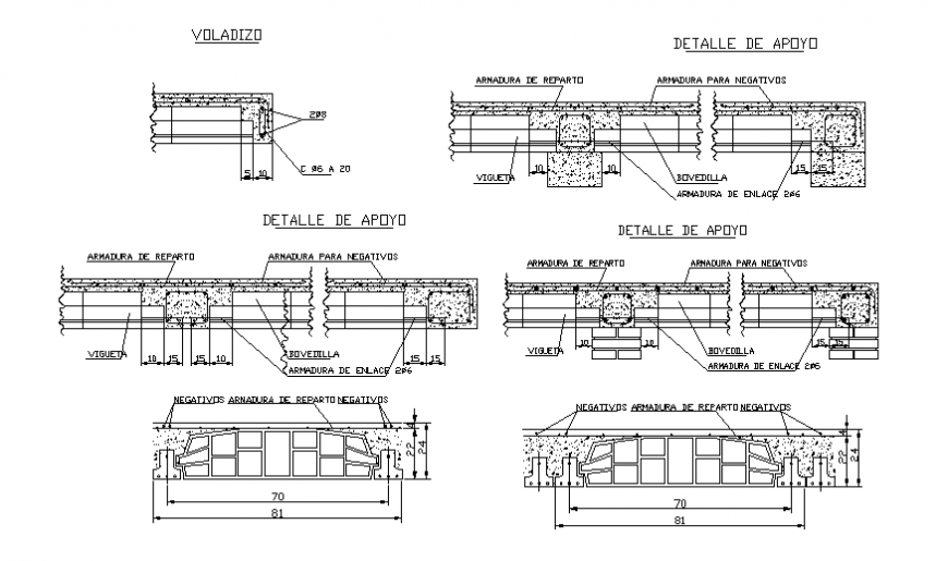 Detail support of wroughts section detail dwg file