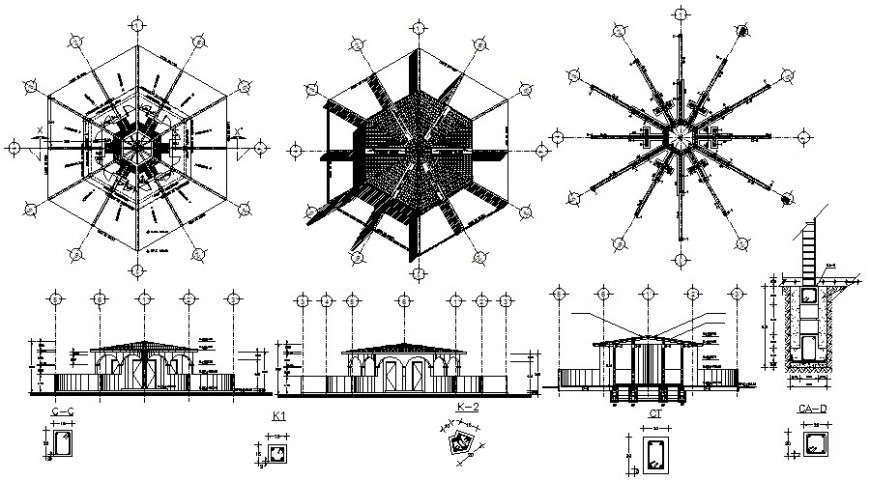 Detailing drawing of gazebo autocad file